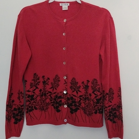 ZZ Silk button down sweater top size L - Picture 8 of 15